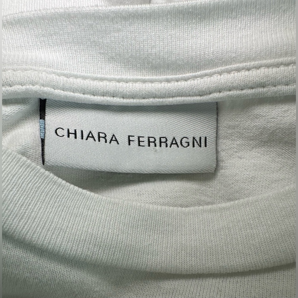 Chiara Ferragni Flirting‎ Eyes sequin eye eyelashes tee shirt black white blue S - Picture 8 of 13